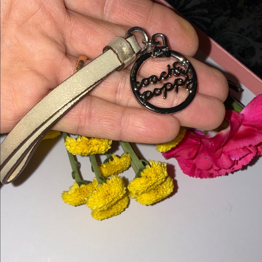 Coach Poppy Keychain with Beige Strap